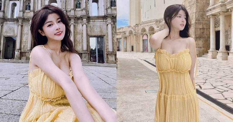 【WPT扑克】氣質甜妹「小花姐接」小洋裝遊澳門，「香肩美乳」雪白勾人！