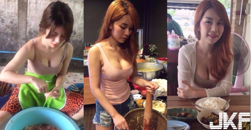 【WPT扑克】性感「爆乳廚娘」低胸衣抖奶做菜！小吃攤爆滿只為看那對「白嫩巨乳」…