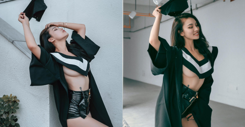 【WPT扑克】學士袍的正確穿法！模特兒「性感畢業照」太惹火　希望全台畢業生都能效仿