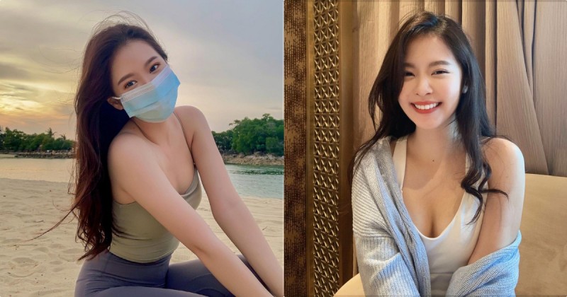 【WPT扑克】海邊戴口罩的「高顏值正妹」，領口低低「深溝太養眼」！