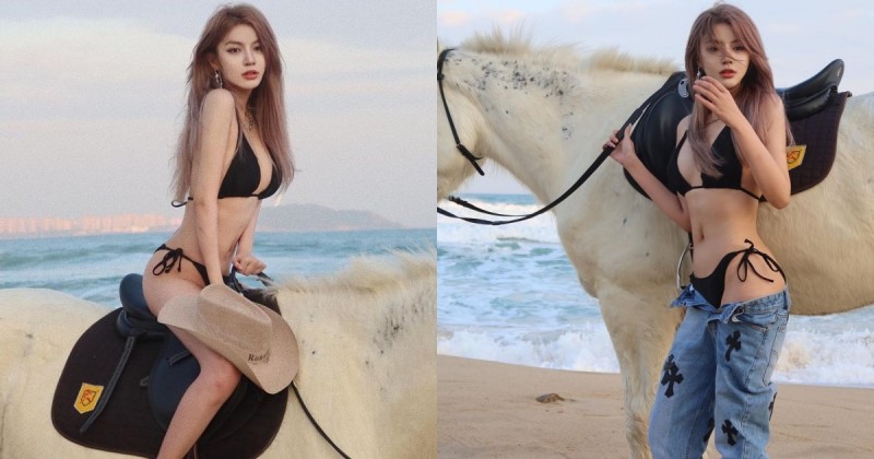 【WPT扑克】比基尼長髮正妹「海邊爆乳騎馬」！超大膽作風原來是四川成都辣妹子！