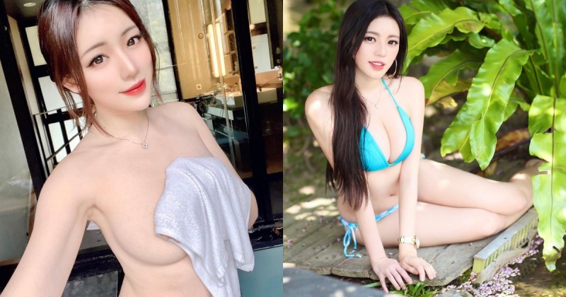 【WPT扑克】北藝大美術系「長腿正妹」謝立琪 Kiki，泡湯只用毛巾遮點，「渾圓雪乳」快掉出來！