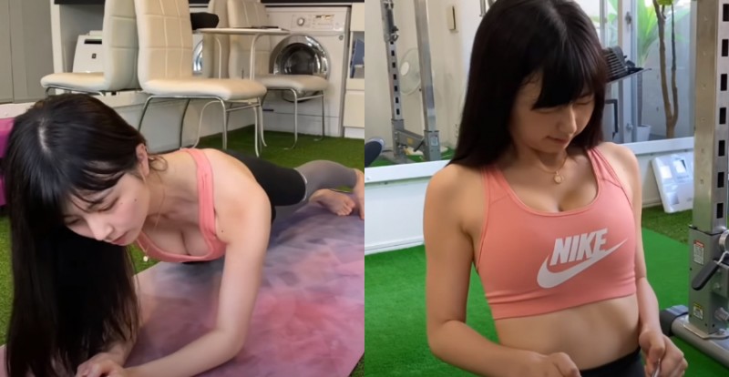 【WPT扑克】能可愛也能情色！巨乳小健貨「くりえみ」運動發出曖昧嬌喘聲