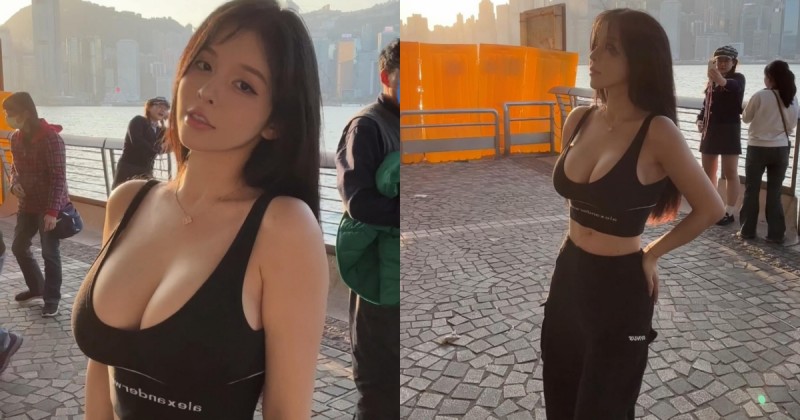 【WPT扑克】巨乳正妹「香菱」過年遊香港！港邊散步穿運動內衣「H罩杯快掉出來」！