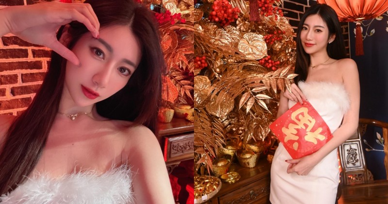 【WPT扑克】甜美正妹「比特」新春求財神，平口洋裝「小露香肩」超迷人！