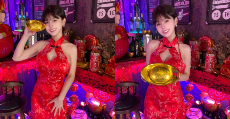 【WPT扑克】AI級美女《小花姐接》穿火辣旗袍送金元寶　祝粉絲龍年財源廣進