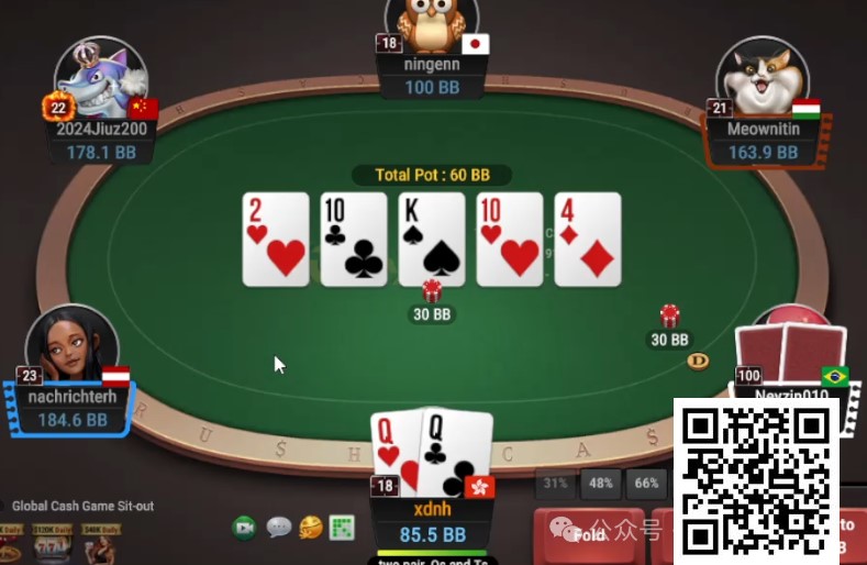 【WPT扑克】牌局分析：复习抓bluff思路，中对面对鱼的满池