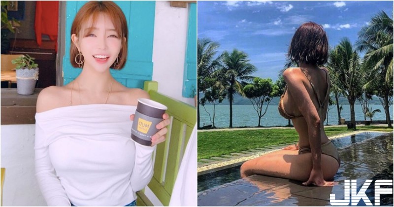 【WPT扑克】太絕了！「臉小奶大」白嫩泡菜妹出沒！海邊大秀「巨乳細腰」曲線超猛！