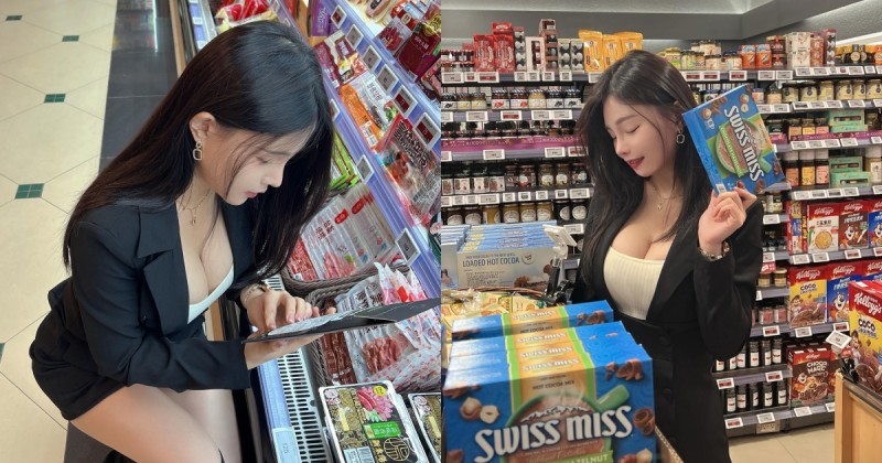 【WPT扑克】逛超市驚見「低胸巨乳正妹」購物中！「雪白雙球」都快彈出來啦