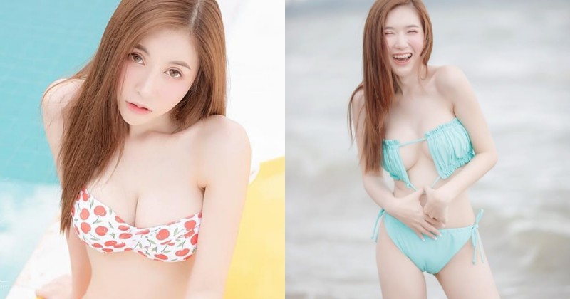 【WPT扑克】「清純白皙巨乳妹」沙灘戲水玩好嗨！拉扯比基尼露出「雪白美肌」太超過！