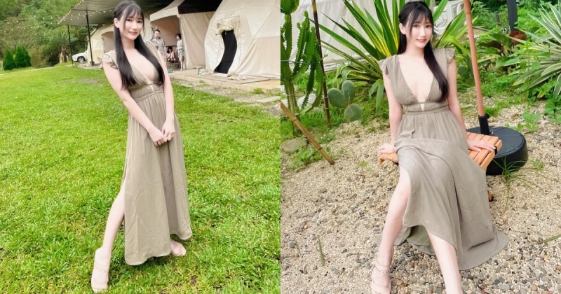 【WPT扑克】甜美正妹「又又」野外露營穿好辣！低胸小洋裝秀「雪白嫩乳」