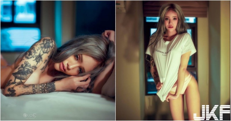 【WPT扑克】太野了！「刺青大奶妹」在家逗貓不穿衣，「美乳翹臀」直接壓床上擠出來啦！