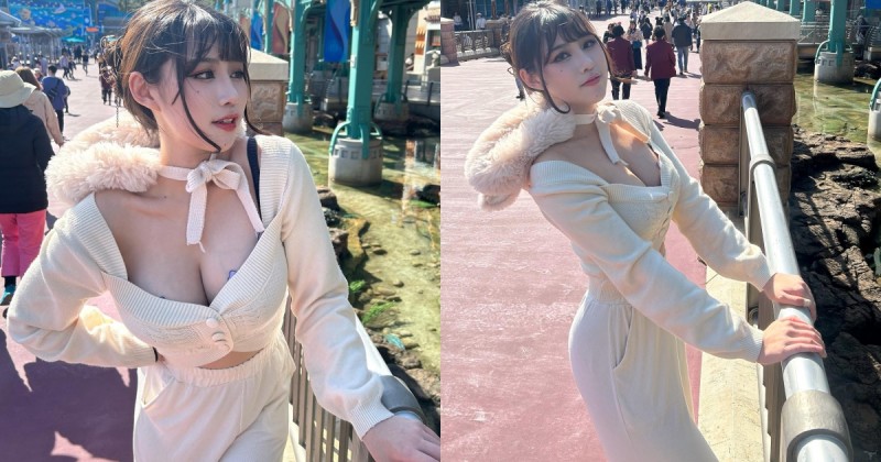 【WPT扑克】去迪士尼爆乳合法嗎？「高挑正妹」低胸爆乳遊東京，畫面太美網友好愛看