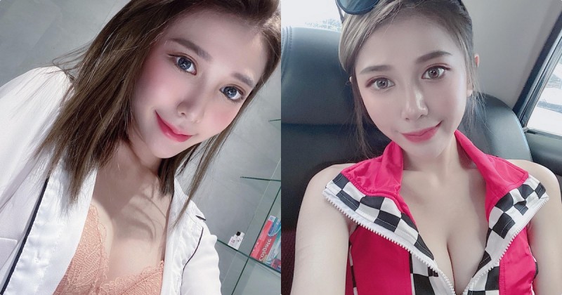 【WPT扑克】賽車場大眼甜心「Karen Huang」，拉鍊一拉「Q彈雪乳」好養眼啊！