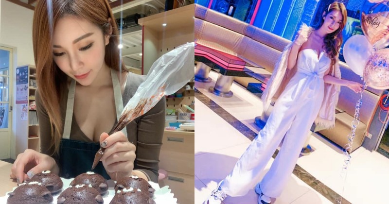 【WPT扑克】長腿睡美人「蔡雨雨」低頭做蛋糕，雪白美胸若隱若現，跟美腿一樣撩人！