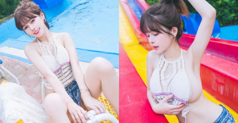 【WPT扑克】滑水道衝擊力太大　人間AI《小花姐接》泳裝脫落露渾圓半球