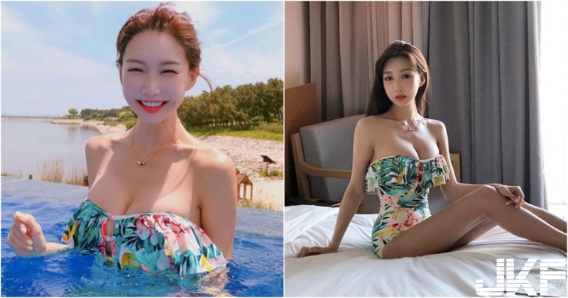 【WPT扑克】快掉出來！「雪白奶妹」泳衣太低胸！兩團飽滿肉肉「掉出半顆」好想幫她拉一下！