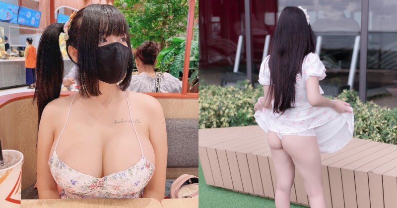 【WPT扑克】「巨乳長髮妹」逛街太熱偷掀裙子，「白嫩屁股蛋」露出吹風啦！