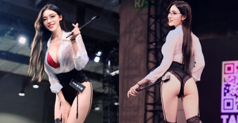 【WPT扑克】哪有老師穿這樣的啦！性感教師高衩褲露翹臀　配上吊帶襪更火辣