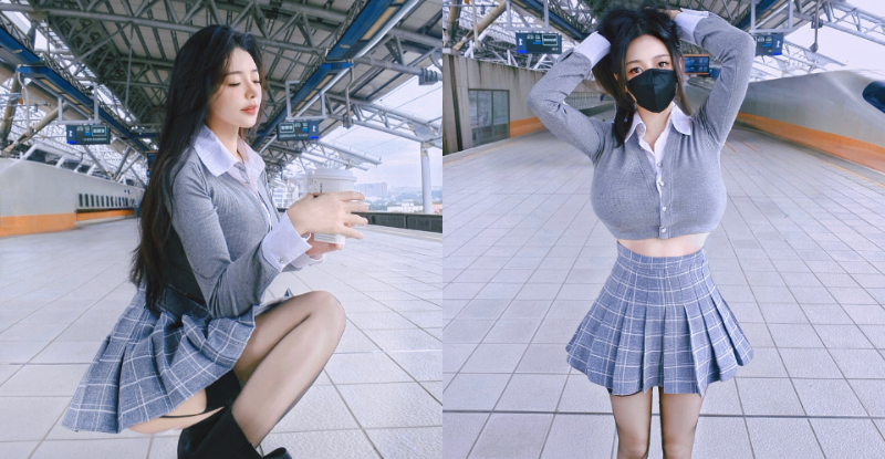 【WPT扑克】高鐵月台閃光大車燈！「霍萱」蹲下喝咖啡又「露餡蜜桃臀」