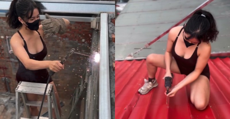 【WPT扑克】爆乳鐵工不穿衣服就電銲　爬到屋頂鑽孔也難不倒！