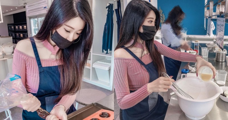 【WPT扑克】烘焙課出現「長髮大眼正妹」認真烤餅乾，不只小露香肩「飽滿歐派」藏在圍裙裡！