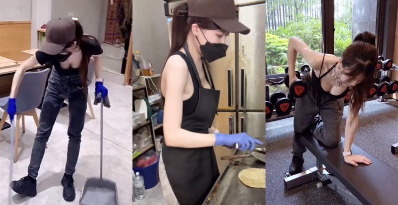 【WPT扑克】一中街早午餐店正妹老闆娘站煎台太熱都只穿爆乳背心上工