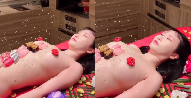 【WPT扑克】甜萌女孩《又又》裸體上桌化身女體盛　用體溫幫壽司加熱