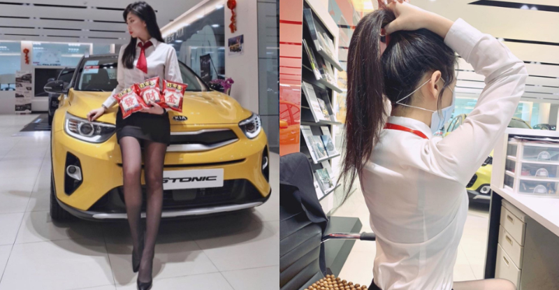 【WPT扑克】台中KIA「正妹業代」黑窄裙制服展現逆天長腿　綁馬尾讓人好心動