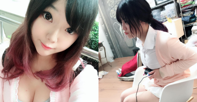 【WPT扑克】日系極萌宅宅少女「願願yuan」爆乳吃雞　手把都快被壓壞啦！