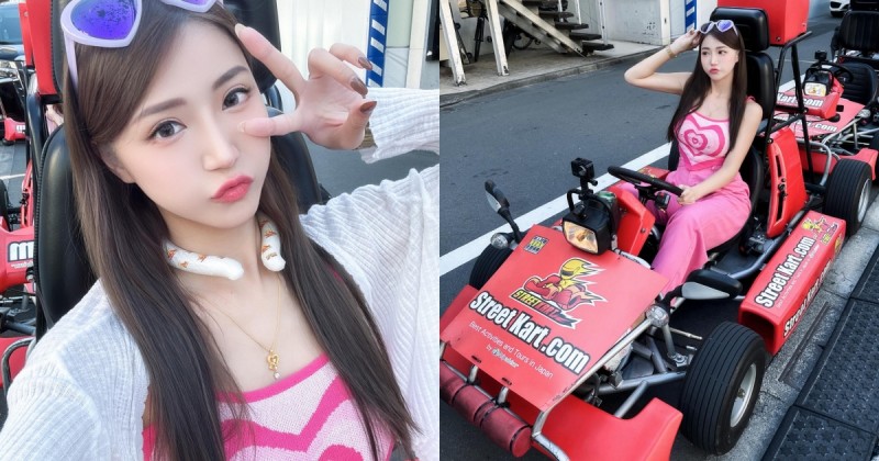 【WPT扑克】東京甩尾！火辣台灣妹「金娜娜」街頭開卡丁車，吸引路人駐足圍觀！
