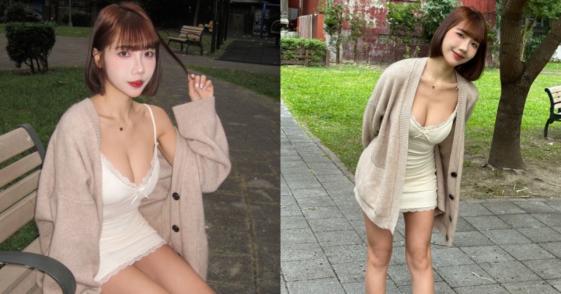 【WPT扑克】甜美短髮妹「彭彭」穿爆乳睡裙公園散步，原來是啦啦隊的淘氣女神！