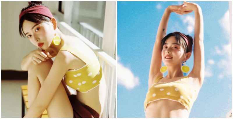 【WPT扑克】檸檬汽水口味的寫真，「氣質正妹」黃色泡泡裝露出小蠻腰給你夏天的味道