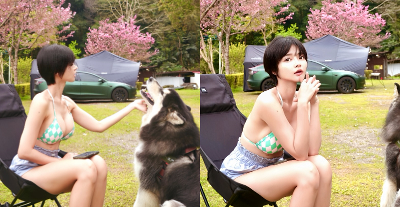 【WPT扑克】鹿林道見性感女孩「A栗」，「露營穿比基尼」逗愛犬畫面超療癒
