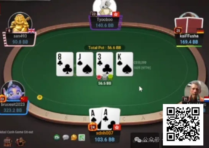 【WPT扑克】牌局分析：双听花转牌check