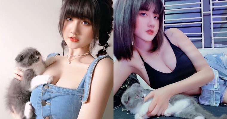 【WPT扑克】放開那隻貓！「短髮網紅」緊貼喵星人　事業線吸走網友目光