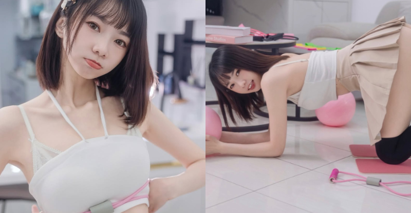 【WPT扑克】陽光小學妹「優寶」室內拉筋，「翹臀寵粉」還是給她打屁股？