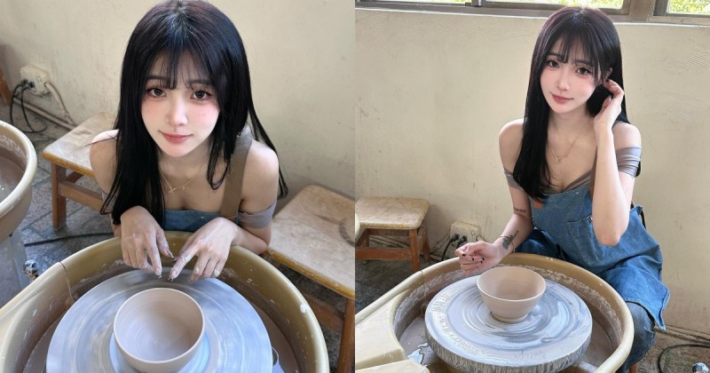 【WPT扑克】甜美大眼妹彎腰體驗「手拉胚」 網友不解：到底看陶還看胸？