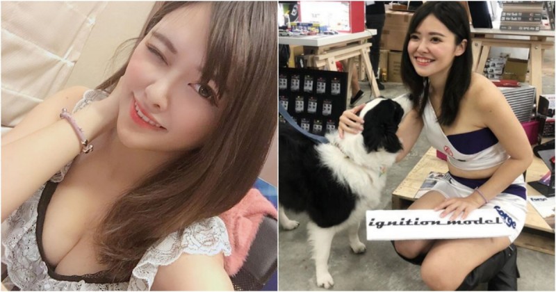 【WPT扑克】狗狗好識貨！展場正妹「魏檸」工作時被狗親 誰看了不想靠上去～
