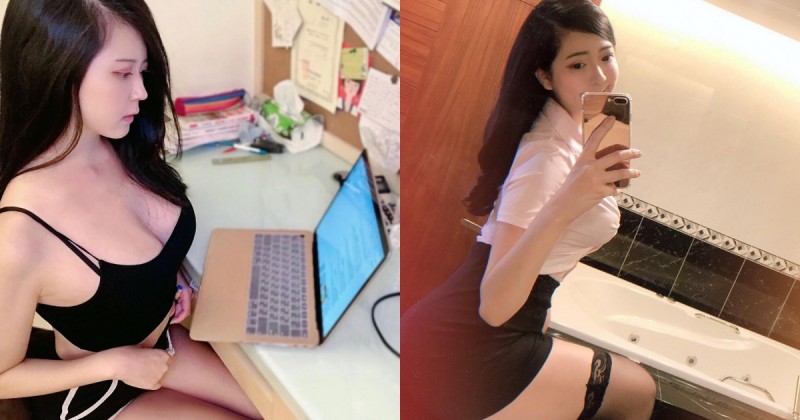【WPT扑克】「正妹財務顧問」在家工作也超辣！OL制服配黑蕾絲膝上襪，性感到想把億萬給她理財！
