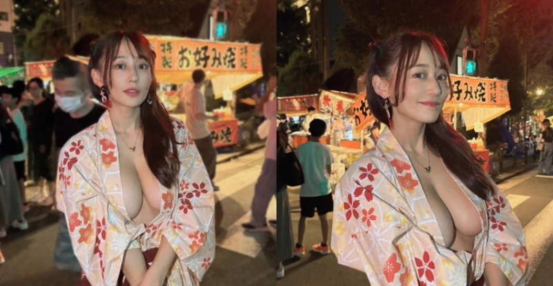 【WPT扑克】夏天就是要逛祭典！日本妹子浴衣敞開露人字巨乳逛攤販