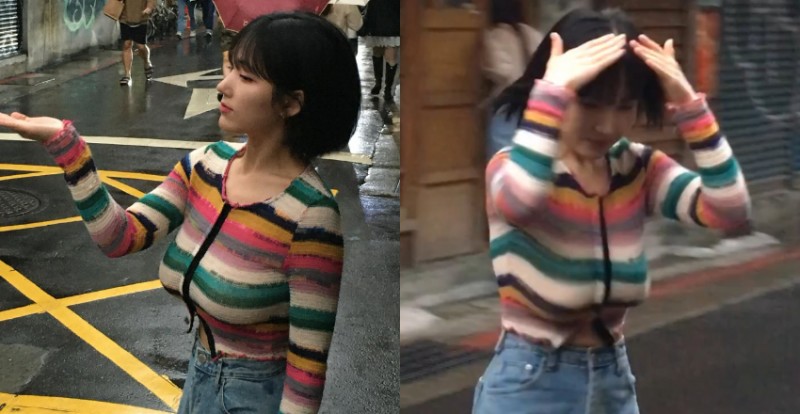 【WPT扑克】韓國超萌短髮妹挺巨乳來台旅遊　衣服條紋都被撐到變形