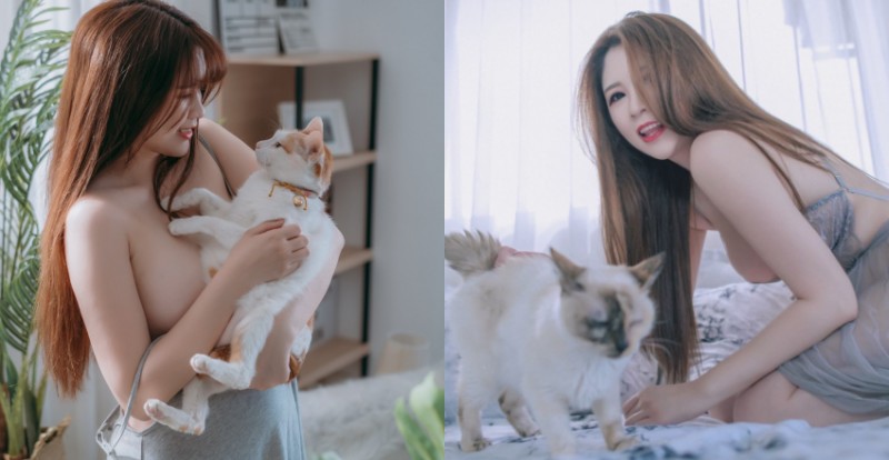 【WPT扑克】放開那隻貓！牛奶肌美女「粉芬 Yvonne」火辣逗貓　網友：衝著我來就好