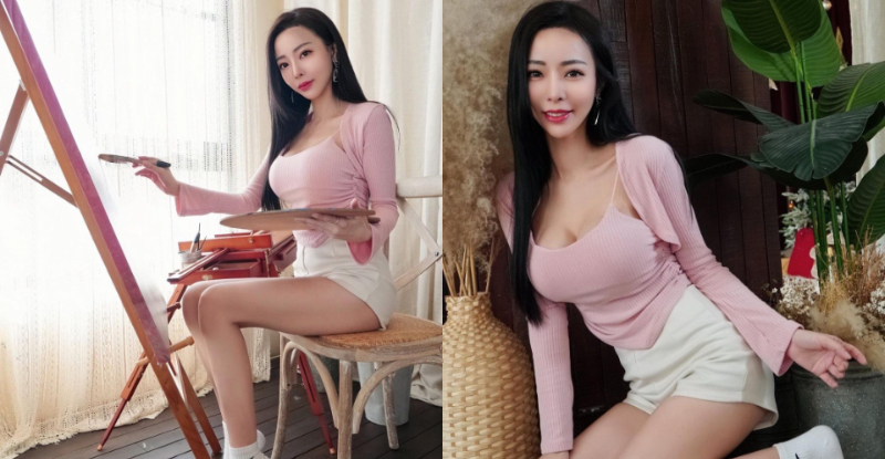 【WPT扑克】氣質小畫家「梓梓」人比畫還美，「纖長玉腿」拋媚眼讓人秒醉！