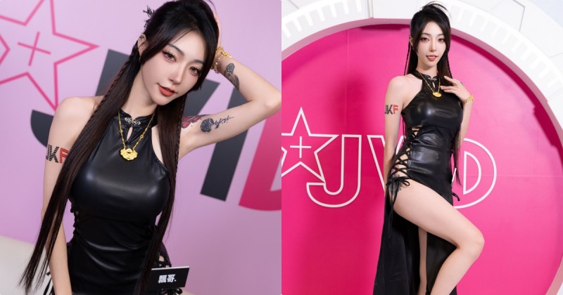 【WPT扑克】JVID女神「飄飄」緊身皮裝太性感，側開衩「誘惑美腿」超勾人！