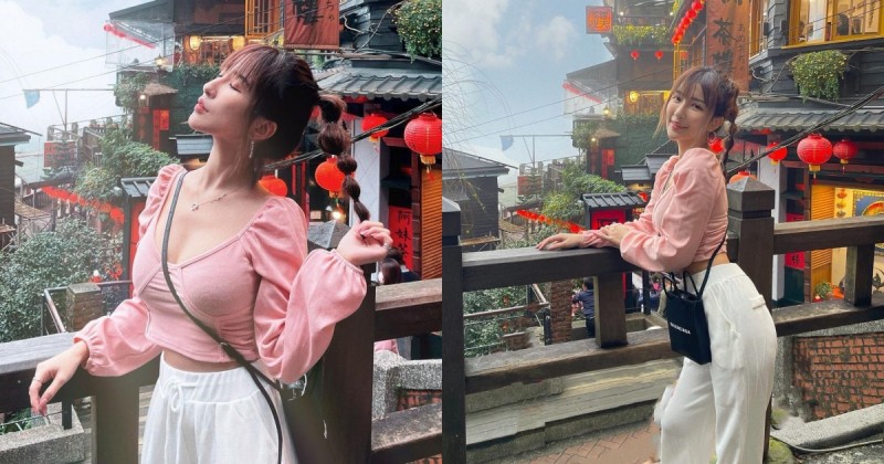 【WPT扑克】九份老街出現「粉衣美乳妹」，窈窕小蠻腰太吸睛，好想請她喝杯茶～