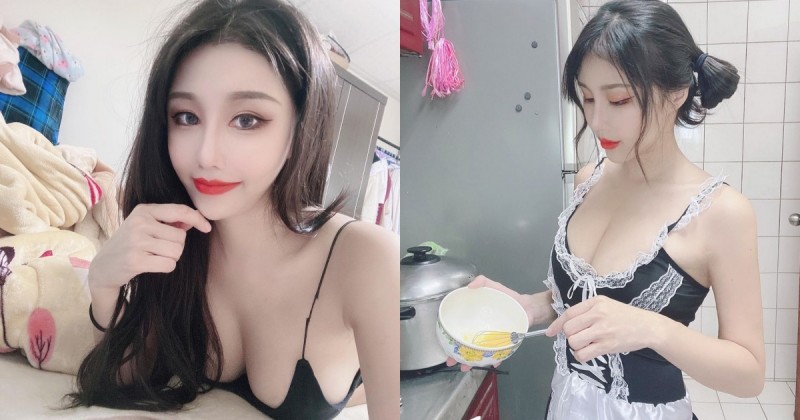 【WPT扑克】電眼雪乳正妹「夏小允」細肩帶小背心超辣！居家扮「性感女僕」做菜讓人好想吃掉