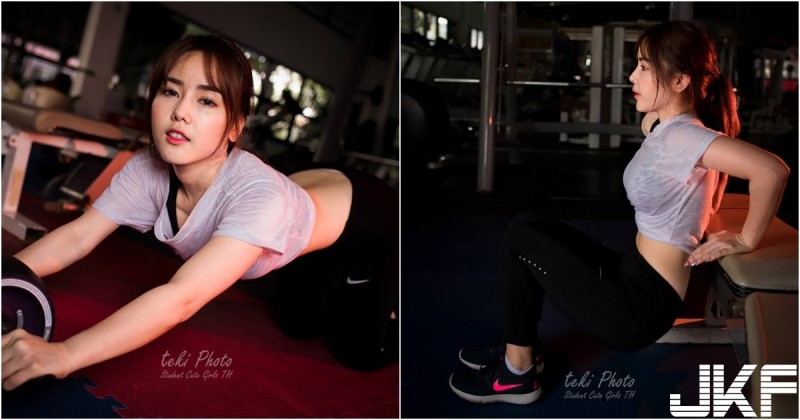 【WPT扑克】快來運動！「大奶正妹」健身房爆汗深蹲！腰腹「性感曲線」好撩人！