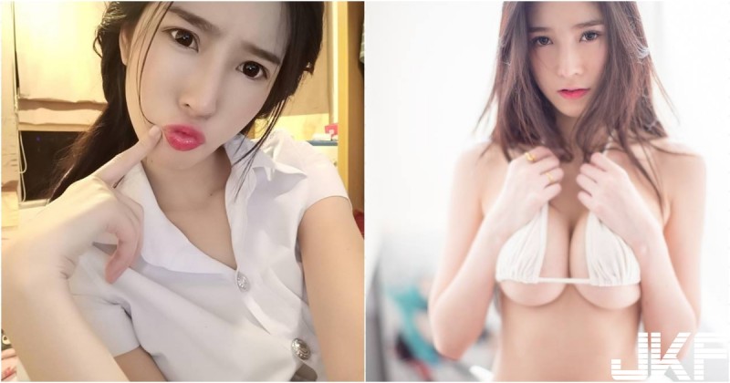 【WPT扑克】「清純學生妹」衣服超敢穿！「兩片布遮奶」白嫩肉球整個露出！