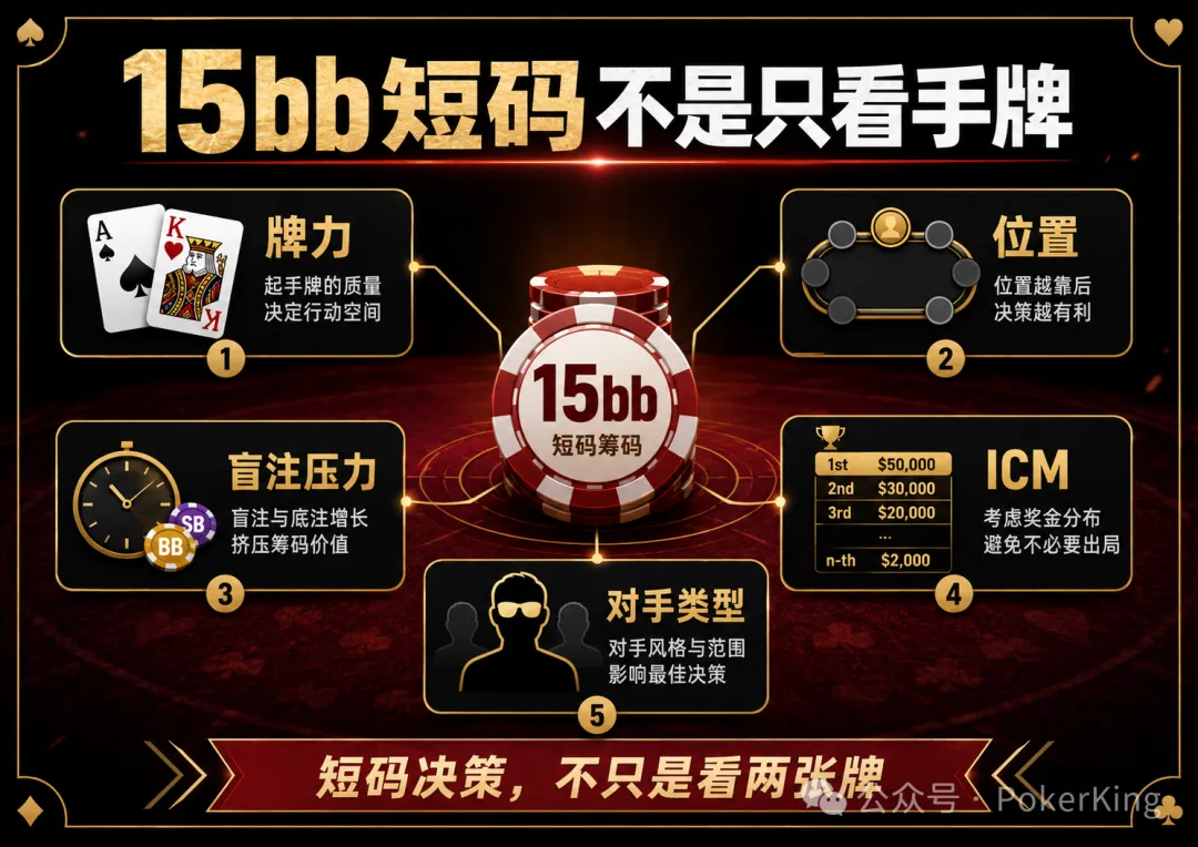 【WPT扑克】决赛桌剩15bb拿到AK,推还是加注?短码决策不是看牌力,是看这五件事